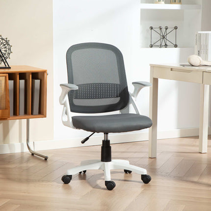 Ergonomischer Bürostuhl aus Mesh mit klappbaren Armlehnen, Grau