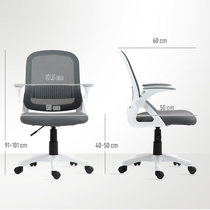 Ergonomischer Bürostuhl aus Mesh mit klappbaren Armlehnen, Grau
