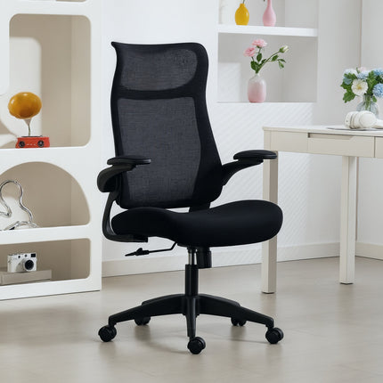 Ergonomischer Bürostuhl, 3D-Armlehnen, Netzrücken, Schwarz