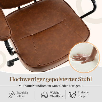Ergonomická kancelářská židle, nastavitelná, hnědá umělá kůže