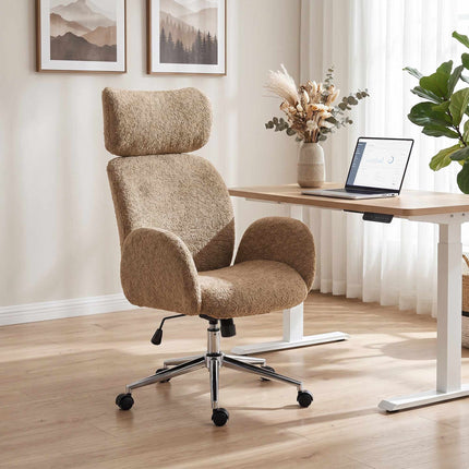 Ergonomischer Bürostuhl, verstellbare Kopfstütze, braun