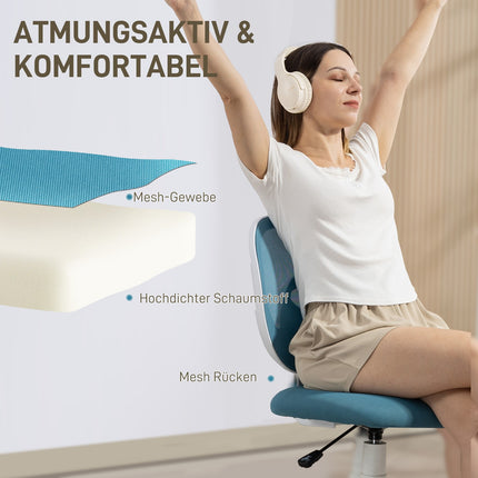 Ergonomic Office Chair, Adjustable Height, Blue Mesh
