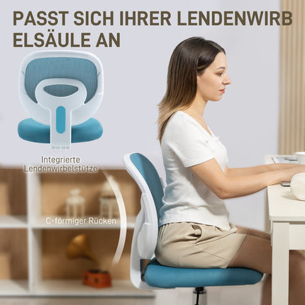 Ergonomic Office Chair, Adjustable Height, Blue Mesh