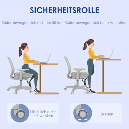 Ergonomischer Bürostuhl, Höhenverstellbar, Grau, 360° drehbar