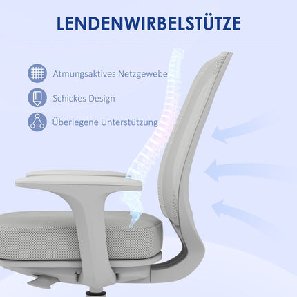 Ergonomischer Bürostuhl, Höhenverstellbar, Grau, 360° drehbar