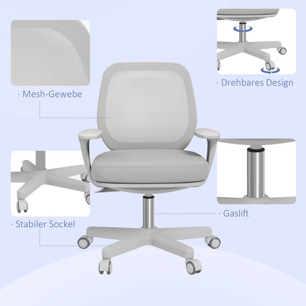 Ergonomischer Bürostuhl, Höhenverstellbar, Grau, 360° drehbar