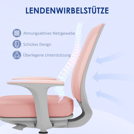 Ergonomischer Bürostuhl, Höhenverstellbar, Rosa, 360° drehbar
