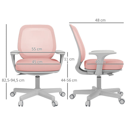 Ergonomischer Bürostuhl, Höhenverstellbar, Rosa, 360° drehbar