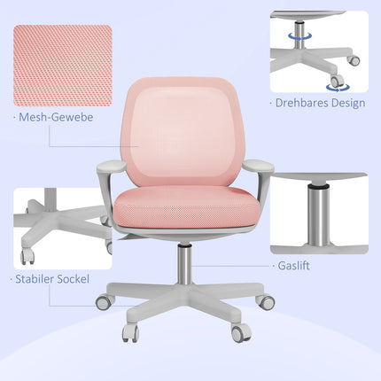 Ergonomischer Bürostuhl, Höhenverstellbar, Rosa, 360° drehbar