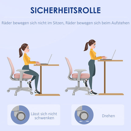 Ergonomischer Bürostuhl, Höhenverstellbar, Rosa, 360° drehbar