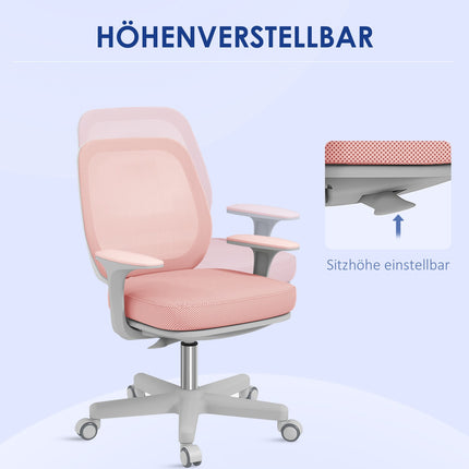 Ergonomischer Bürostuhl, Höhenverstellbar, Rosa, 360° drehbar