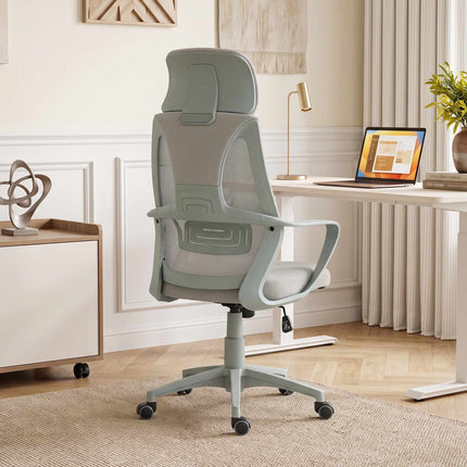 Ergonomic Office Chair, Adjustable Height with Headrest, Grey