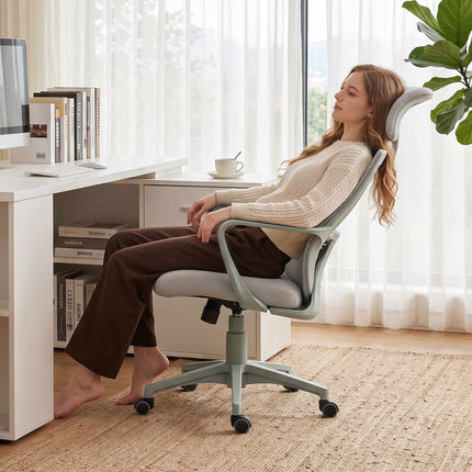 Ergonomic Office Chair, Adjustable Height with Headrest, Grey