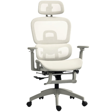 Ergonomischer Bürostuhl, verstellbares Netz, Armlehnen, Beige