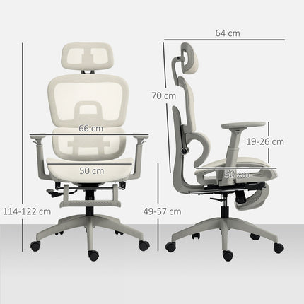 Ergonomischer Bürostuhl, verstellbares Netz, Armlehnen, Beige