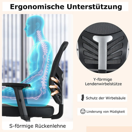 Ergonomischer Bürostuhl, verstellbare Sitzhöhe 54-75 cm