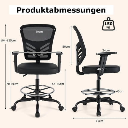 Ergonomischer Bürostuhl, verstellbare Sitzhöhe 54-75 cm