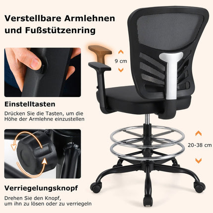 Ergonomischer Bürostuhl, verstellbare Sitzhöhe 54-75 cm