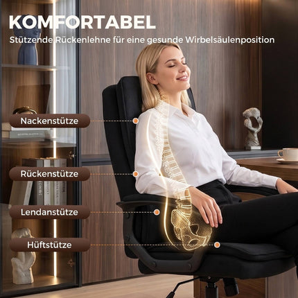 Ergonomic Office Chair, Black Fabric, Adjustable Height, Padded