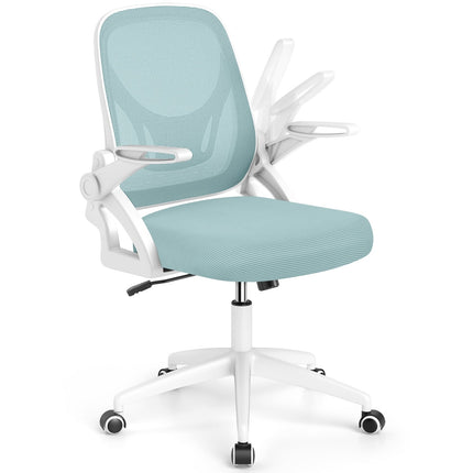 Ergonomischer Bürostuhl, Blau – klappbare Armlehnen, Wippfunktion