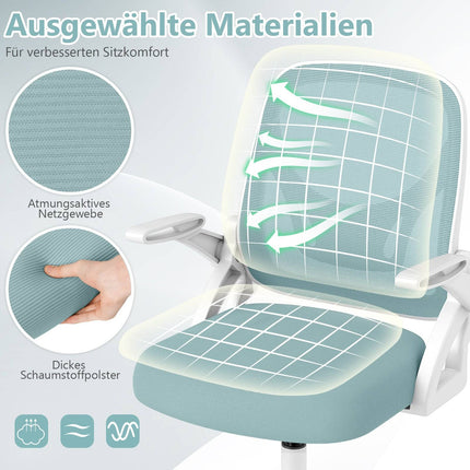 Ergonomischer Bürostuhl, Blau – klappbare Armlehnen, Wippfunktion