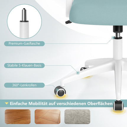 Ergonomischer Bürostuhl, Blau – klappbare Armlehnen, Wippfunktion