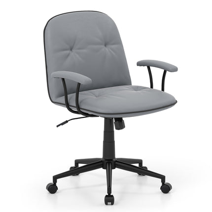 Ergonomischer Bürostuhl, Kunstleder, gepolsterte Armlehnen, Grau
