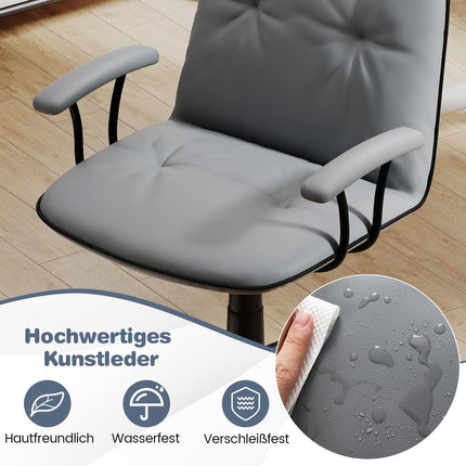 Ergonomischer Bürostuhl, Kunstleder, gepolsterte Armlehnen, Grau
