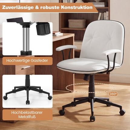 Ergonomická kancelářská židle, umělá kůže, bílá, nastavitelná