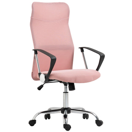 Ergonomischer Bürostuhl, hohe Rückenlehne, Pink, Netzstoff