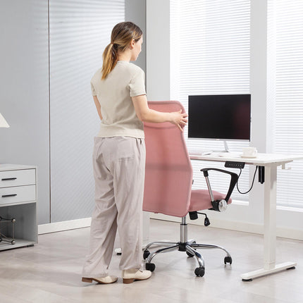 Ergonomischer Bürostuhl, hohe Rückenlehne, Pink, Netzstoff