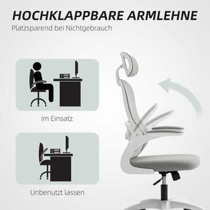Ergonomischer Bürostuhl, Netzrückenlehne, verstellbar, Grau