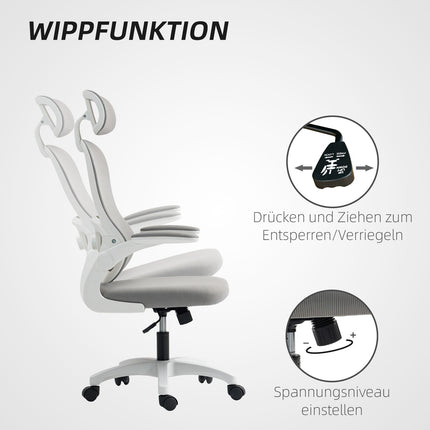 Ergonomischer Bürostuhl, Netzrückenlehne, verstellbar, Grau
