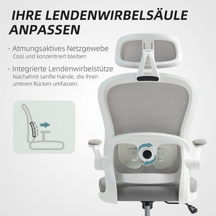 Ergonomischer Bürostuhl, Netzrückenlehne, verstellbar, Grau
