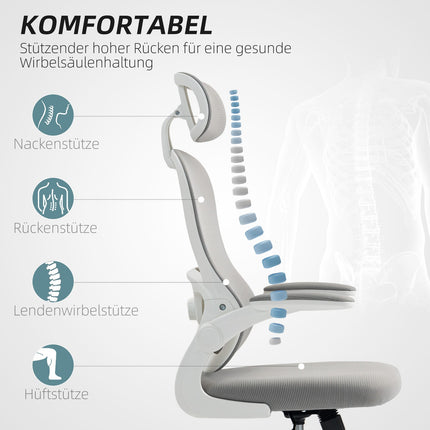 Ergonomischer Bürostuhl, Netzrückenlehne, verstellbar, Grau