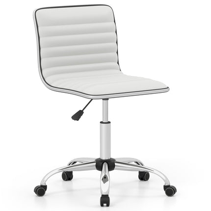 Ergonomic Office Chair, No Armrests, Adjustable Height, White