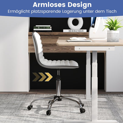 Ergonomic Office Chair, No Armrests, Adjustable Height, White
