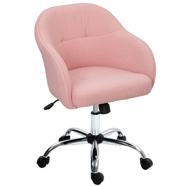 Ergonomischer Bürostuhl, rosa Teddyfleece, höhenverstellbar