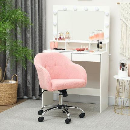 Ergonomická kancelářská židle, růžový teddy fleece, nastavitelná výška