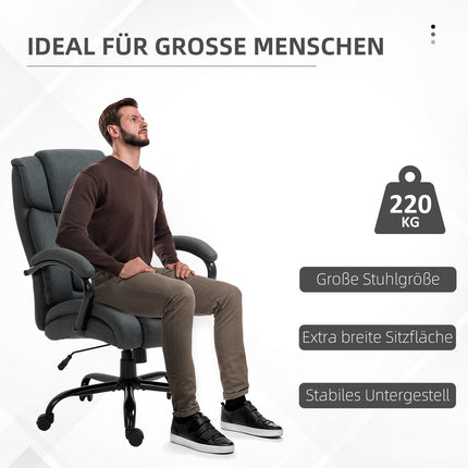 Ergonomischer Bürostuhl, drehbar, gepolsterte Armlehnen, 220 kg Tragkraft, Grau