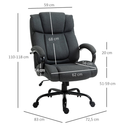 Ergonomischer Bürostuhl, drehbar, gepolsterte Armlehnen, 220 kg Tragkraft, Grau