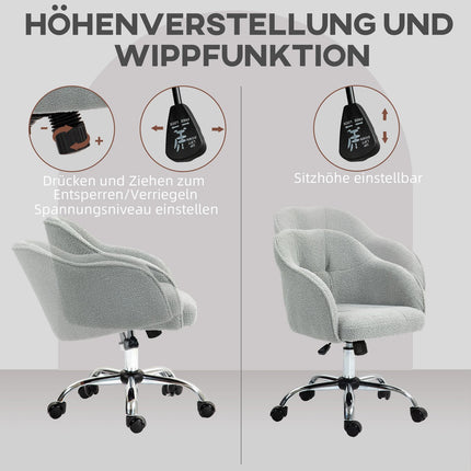 Ergonomischer Bürostuhl, Teddy-Fleece, Höhenverstellbar