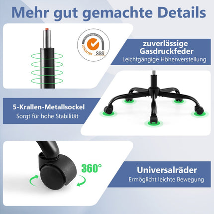 Ergonomischer Bürostuhl mit verstellbarer Kopf- und Fußstütze