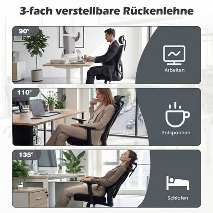 Ergonomická kancelářská židle s nastavitelnou opěrkou hlavy a bederní opěrkou