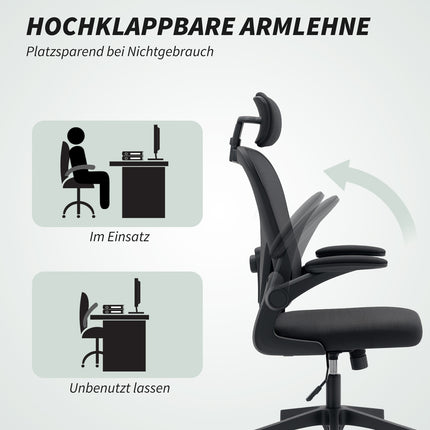 Ergonomischer Bürostuhl mit verstellbarer Kopfstütze und Lordosenstütze