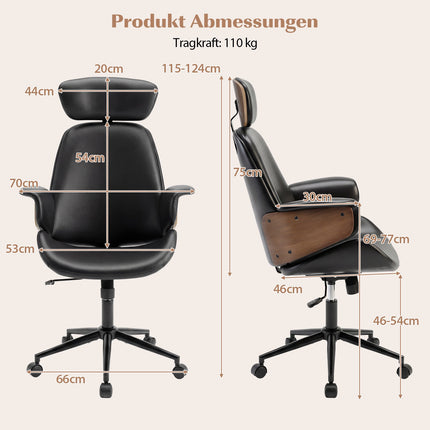 Ergonomischer Bürostuhl mit verstellbarer Höhe und Armlehnen