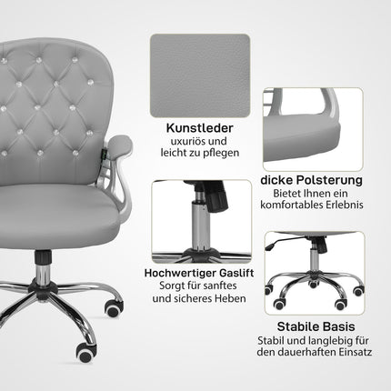 Ergonomic Office Chair with Armrests, Light Grey, Adjustable