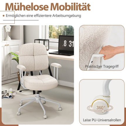 Ergonomischer Bürostuhl mit Armlehnen & Rollen, Beige