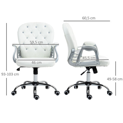 Ergonomická kancelářská židle s područkami, bílý vzhled kůže