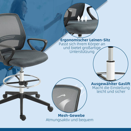 Ergonomischer Bürostuhl mit Armlehnen und verstellbarer Fußstütze